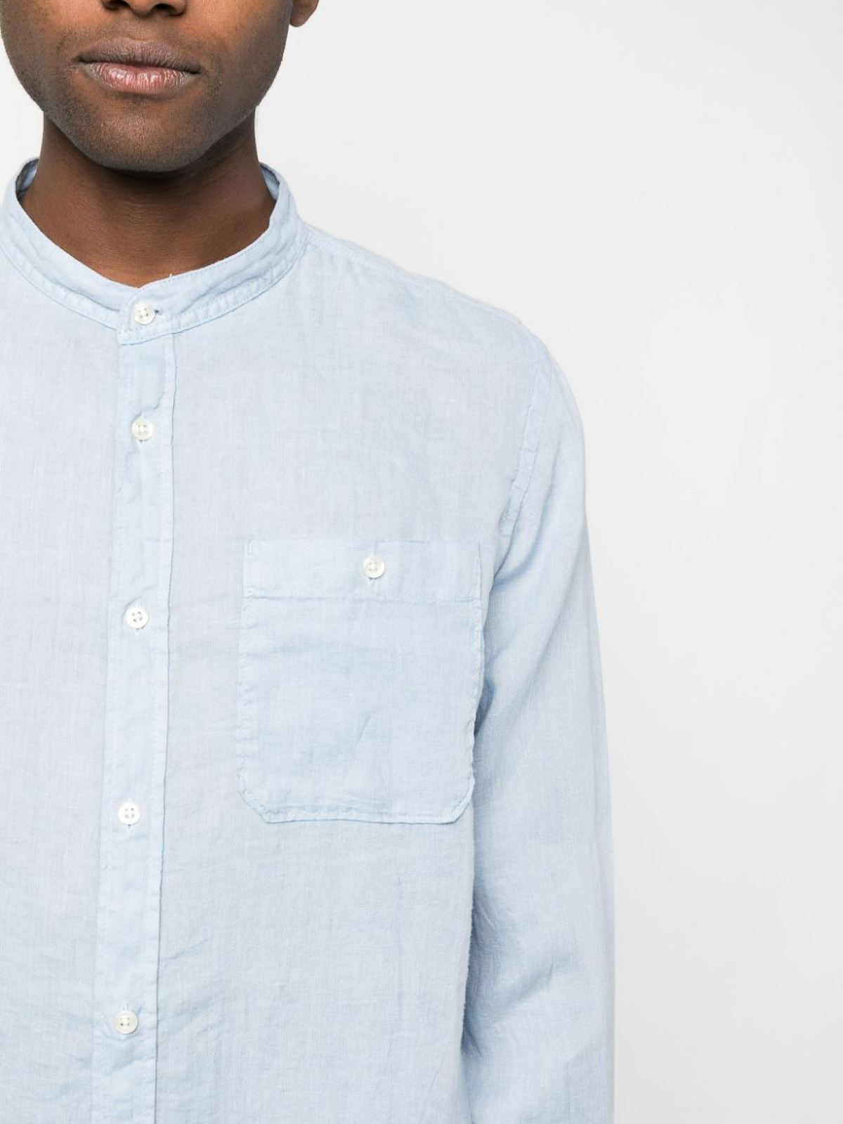 Shop Woolrich Long-sleeve Linen Shirt In Blue