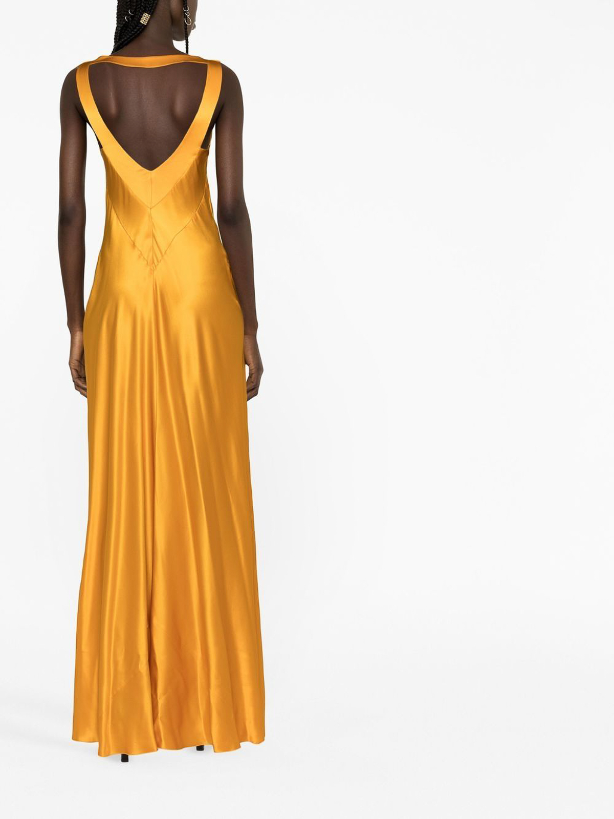 Shop Alberta Ferretti Draped Silk Gown In Light Orange