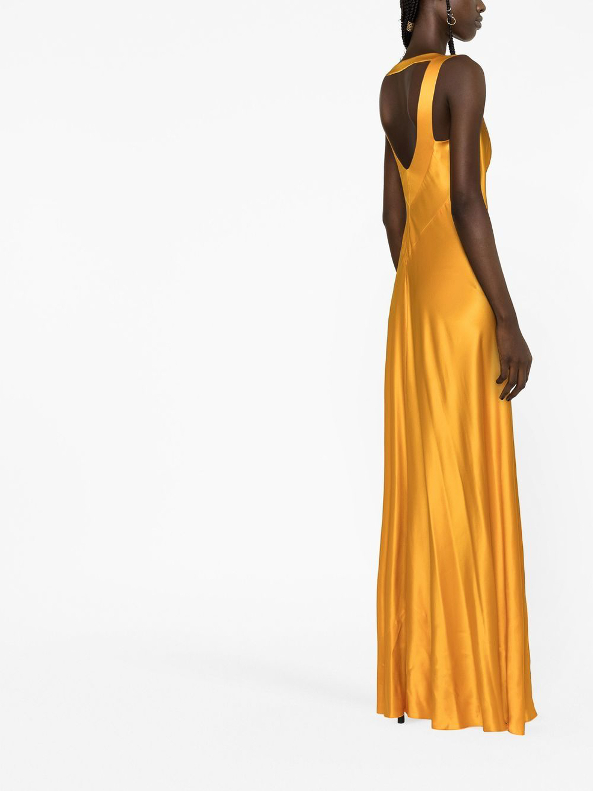 Shop Alberta Ferretti Draped Silk Gown In Light Orange