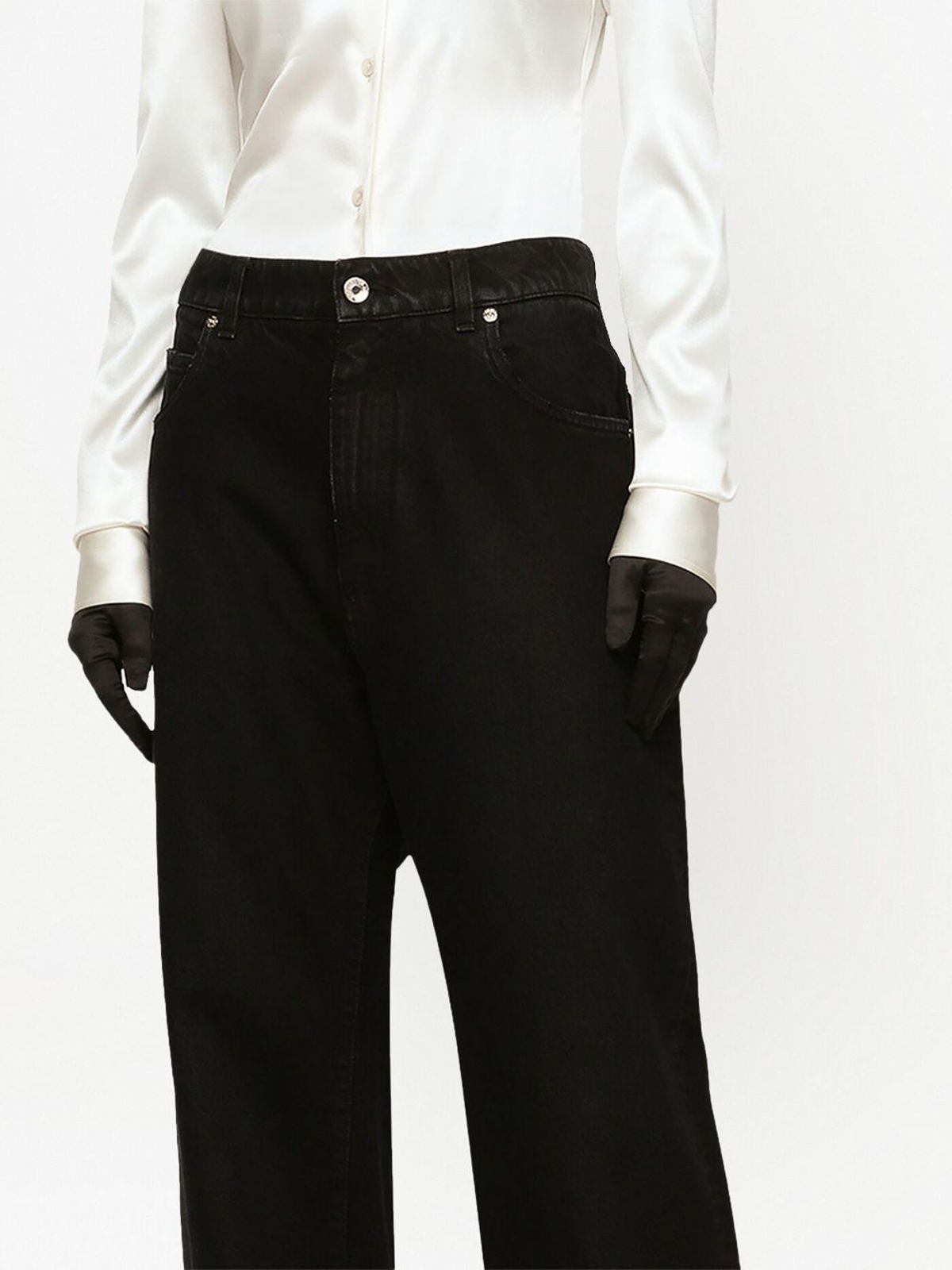 Shop Dolce & Gabbana High-rise Drop-crotch Boyfriend Jeans In Negro