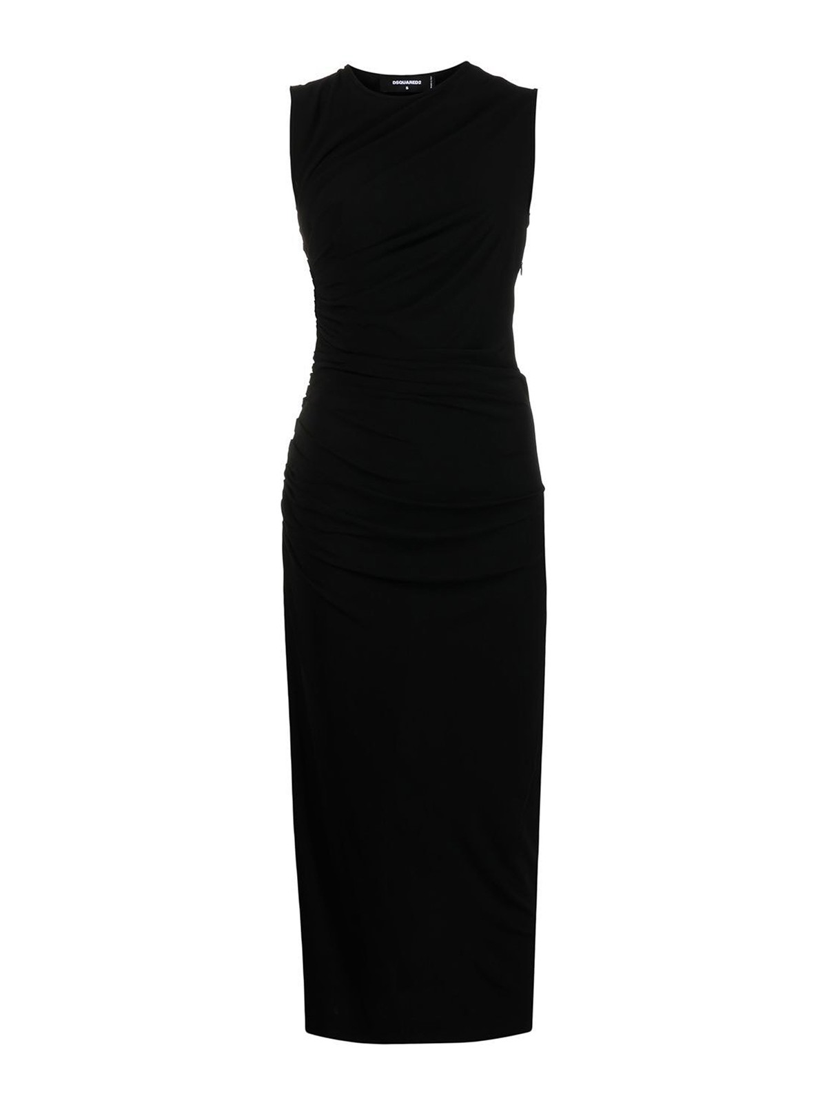 Shop Dsquared2 Gathered Jersey Midi Dress In Black