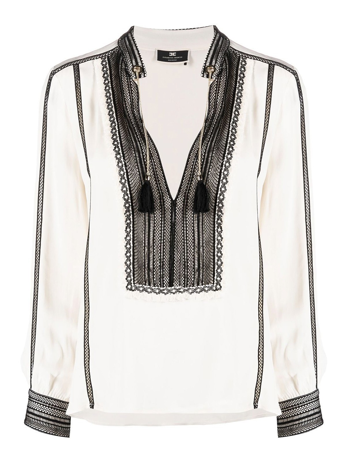 Elisabetta Franchi ABT5551E2E84 関税送料込 Elisabetta Franchi Tassel-detail long-sleeve shirt