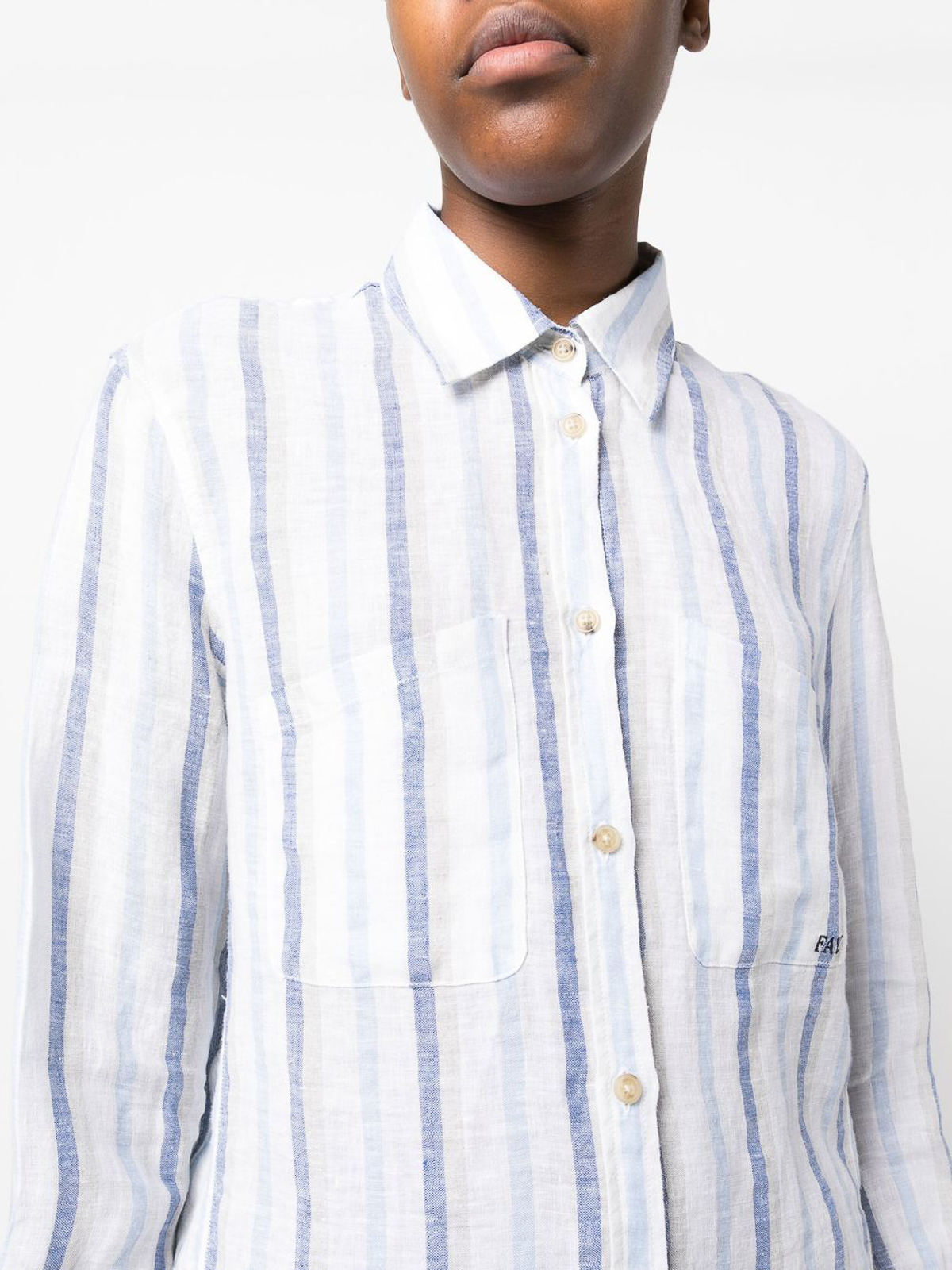 Shop Fay Vertical-stripe Print Linen Shirt In Blanco