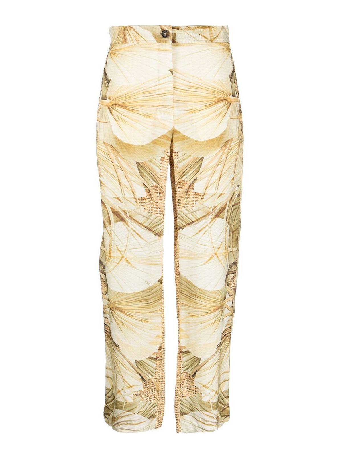 Shop Fay Multicolor Nature-print Straight Trousers In Beige