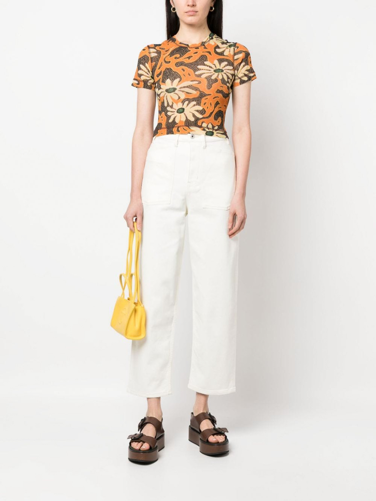 Shop Kenzo High-rise Straight-leg Jeans In White