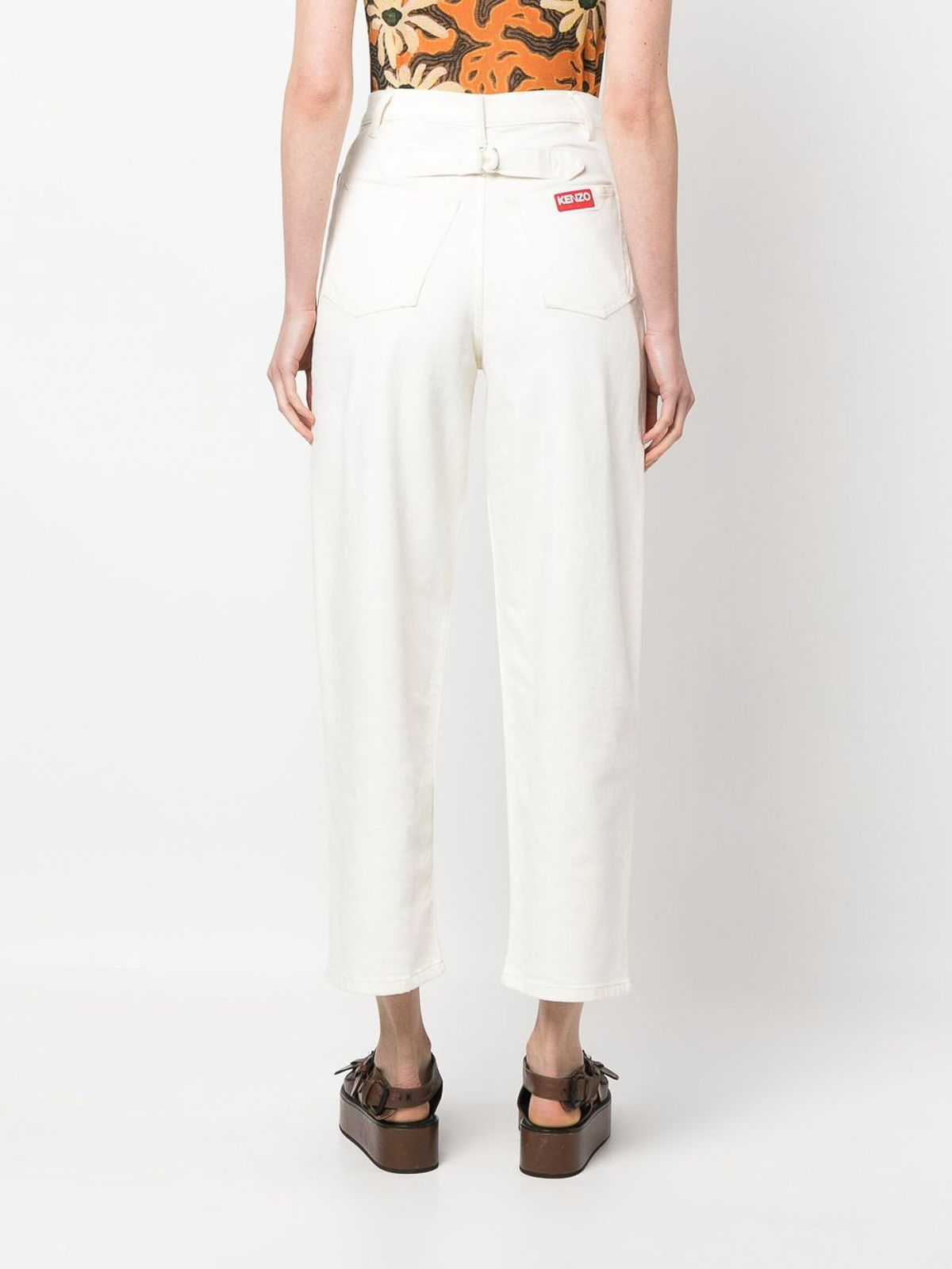Shop Kenzo High-rise Straight-leg Jeans In White