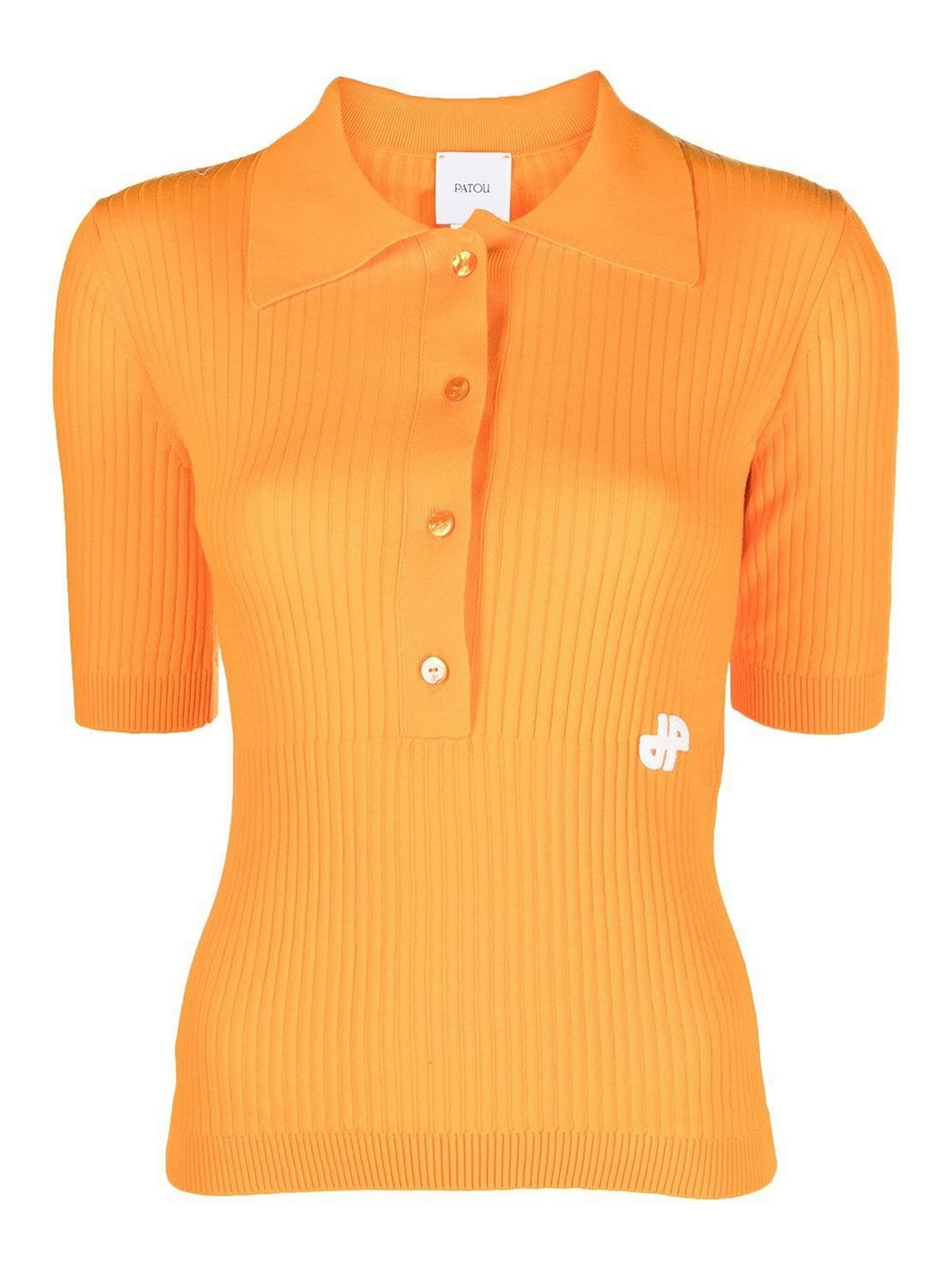 Shop Patou Knitted Polo Shirt In Orange