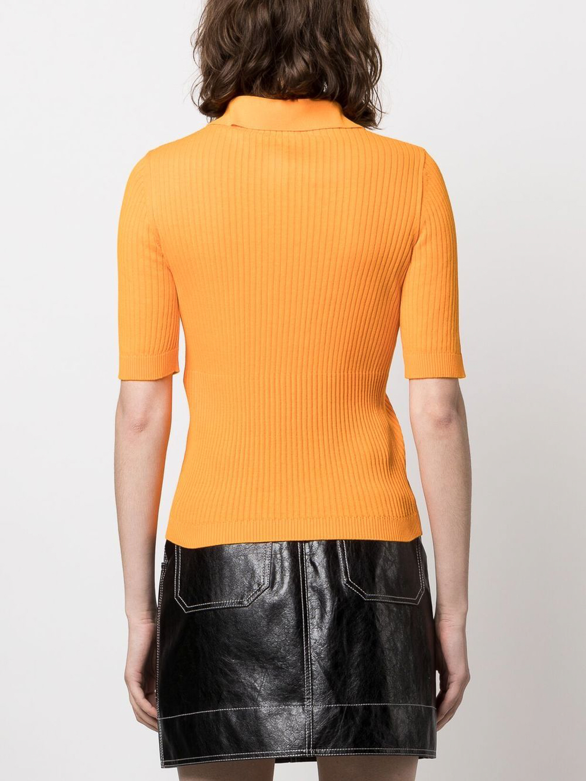 Shop Patou Knitted Polo Shirt In Orange