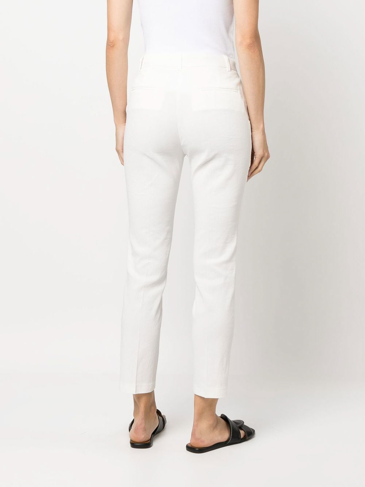 Shop Pinko Bello Tailored Linen Trousers In White