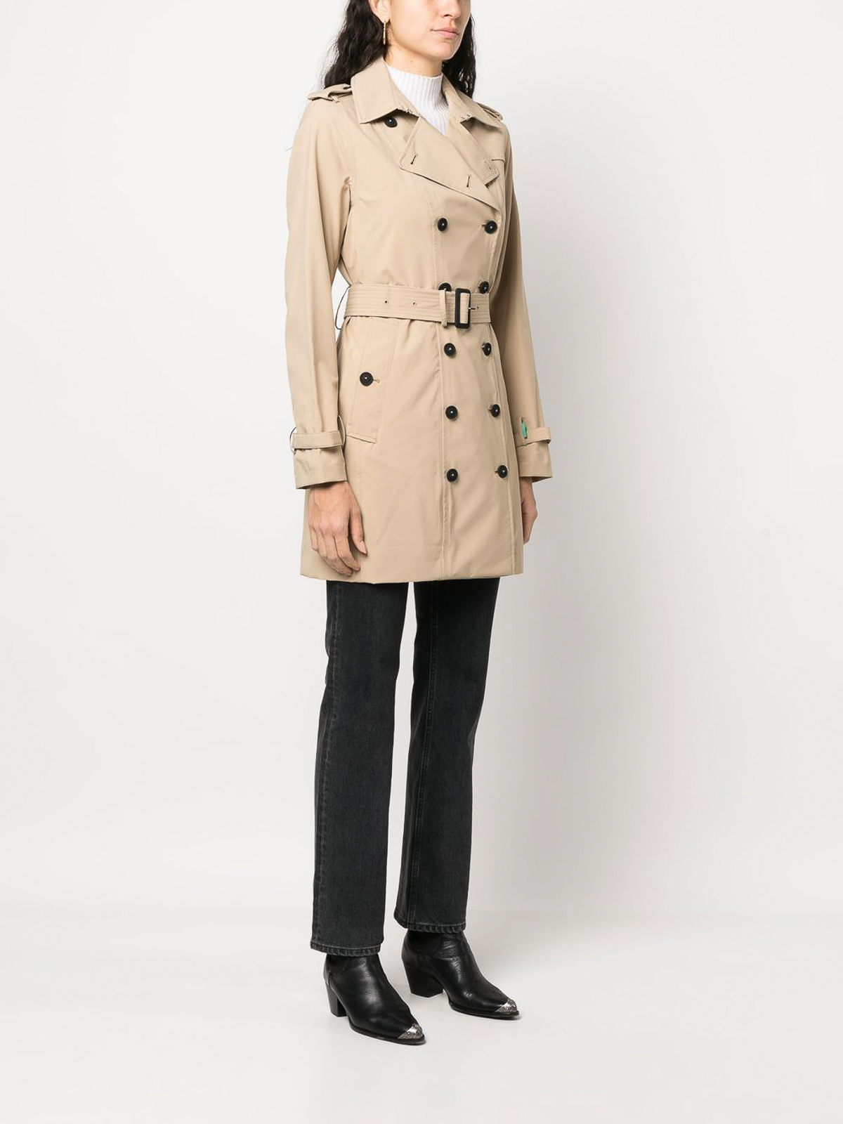 Shop Save The Duck Belted Trench Coat In Beige
