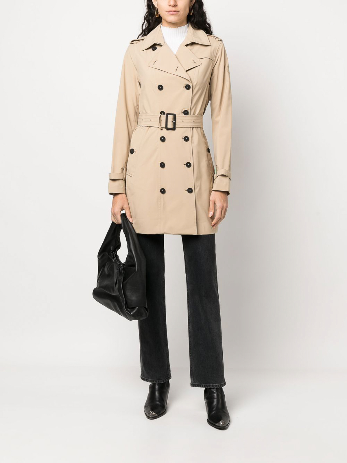 Shop Save The Duck Belted Trench Coat In Beige