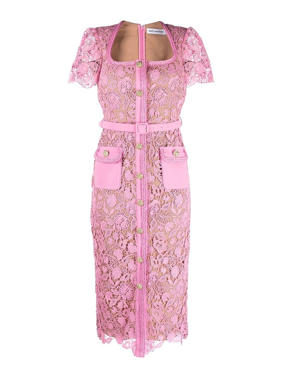 Self Portrait Lace-overlay midi dress - Pink - Women|RS23028MPPNK
