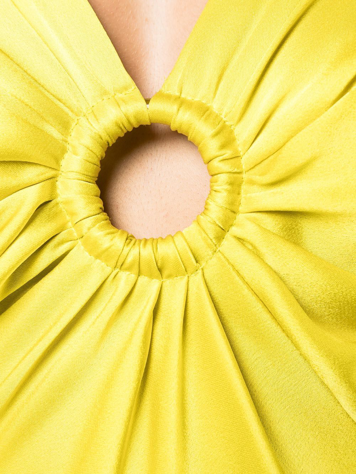 Shop Stella Mccartney Ruched-detail V-neck Gown In Yellow