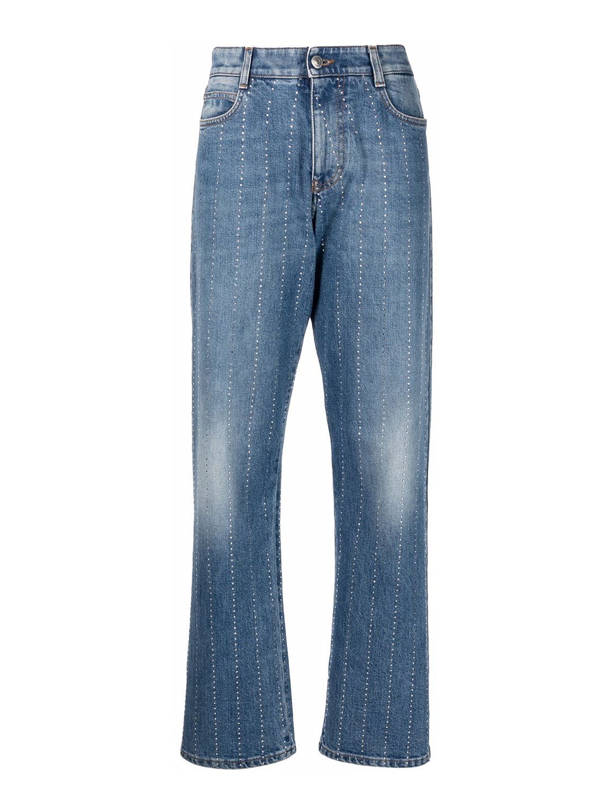 Shop Stella Mccartney Rhinestone-embellished Jeans In Light Wash