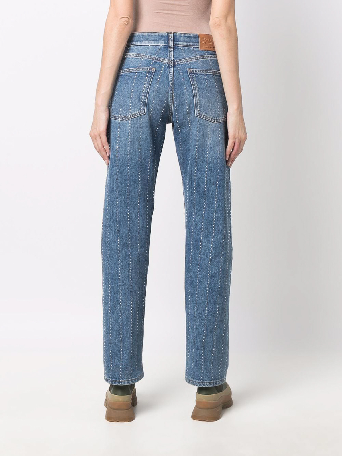 Shop Stella Mccartney Rhinestone-embellished Jeans In Light Wash