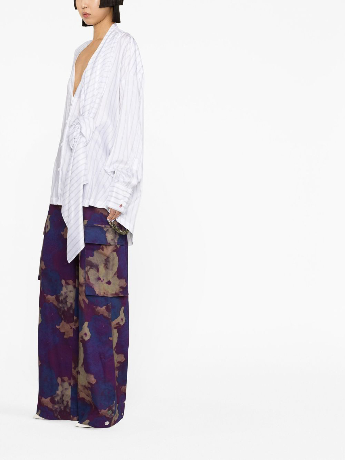 Tシャツ・カットソー THE ATTICO SS23 BONNIE SHIRT (231WCH08_V054020) Blue 'Bonnie' oversize satin shirt The Attico - shirt two