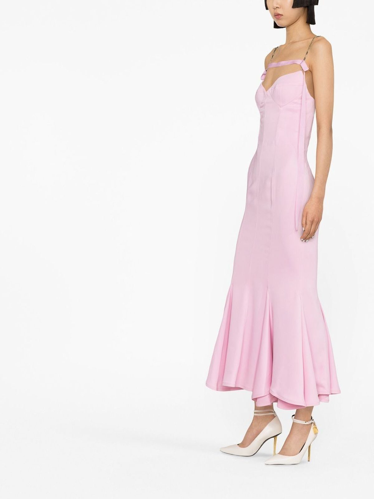 Shop Attico Beath Fishtail-hem Dress In Pink