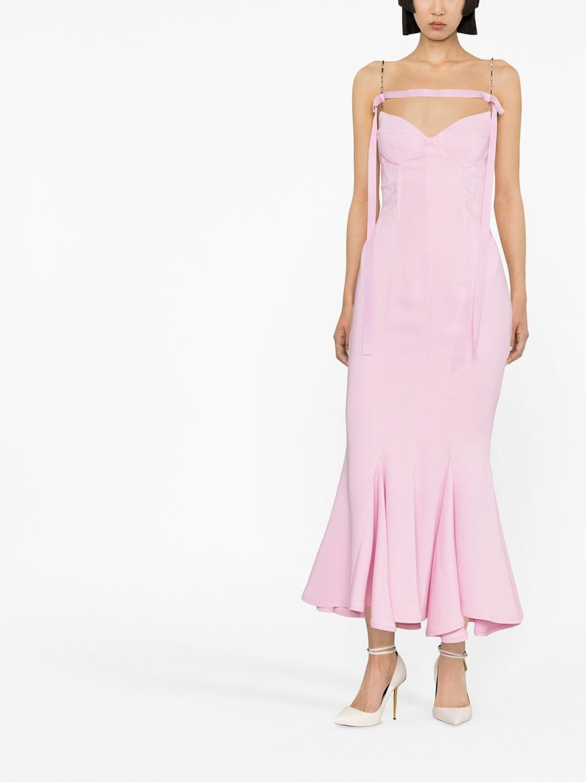 Shop Attico Beath Fishtail-hem Dress In Pink