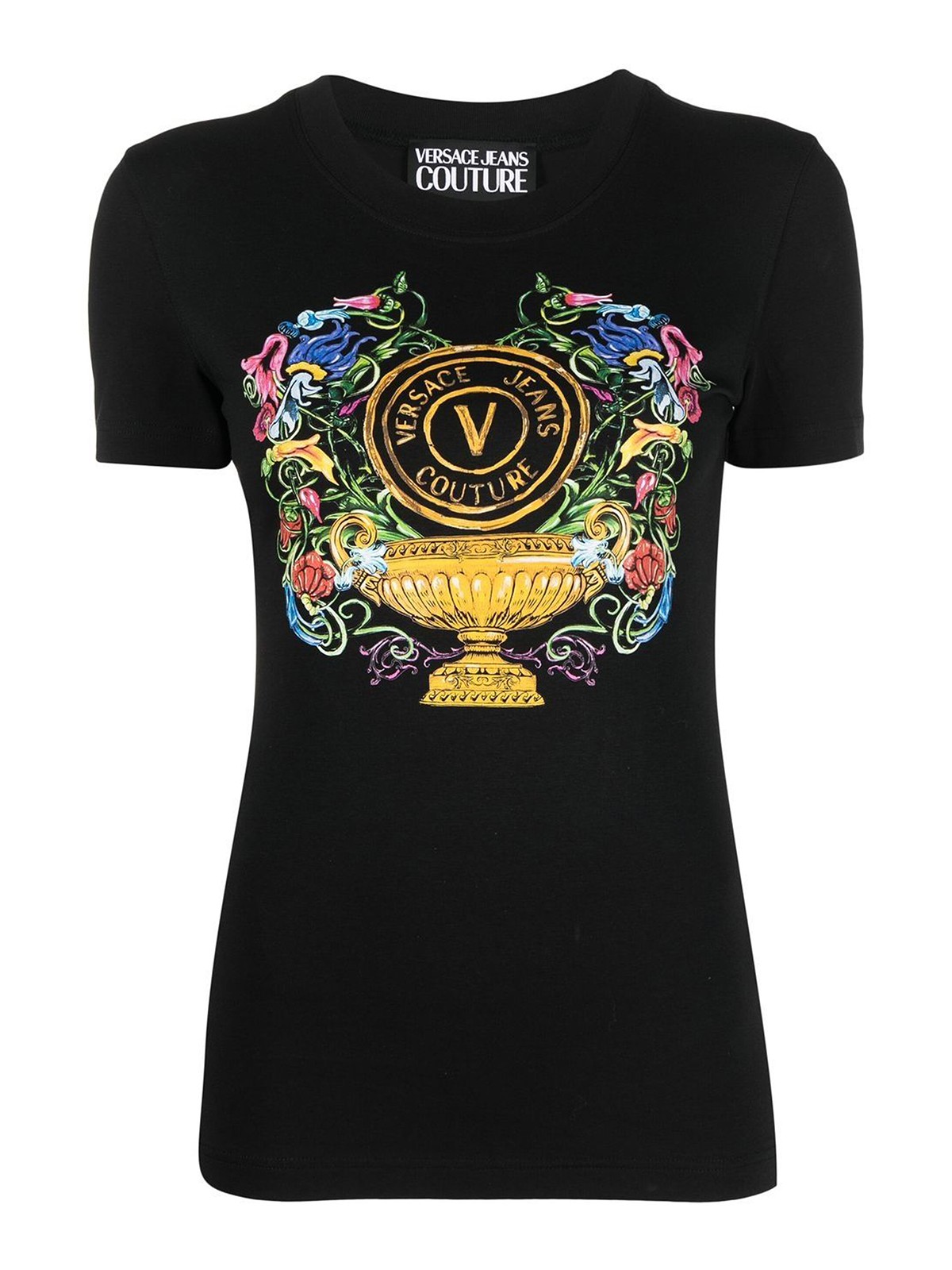 Versace Jeans Couture Logo-print Tee In Black