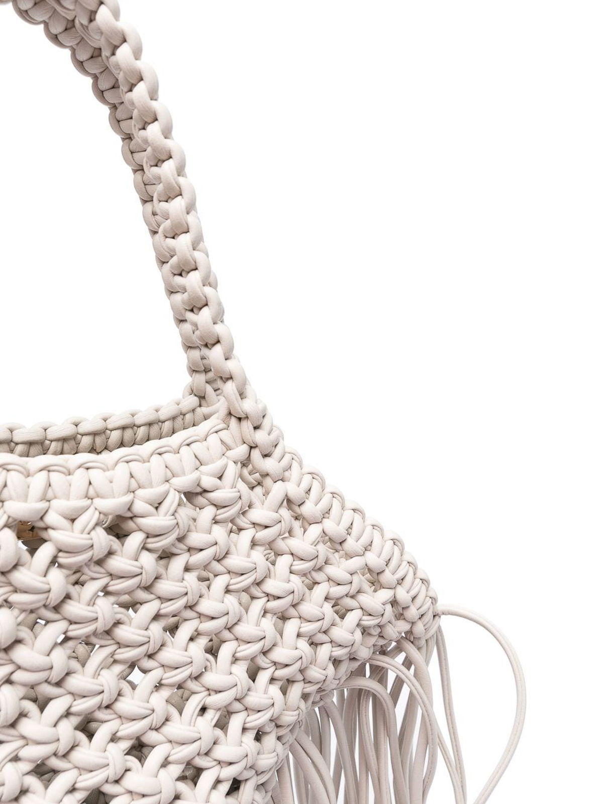 Yuzefi Woven basket leather hand bag - White - Women