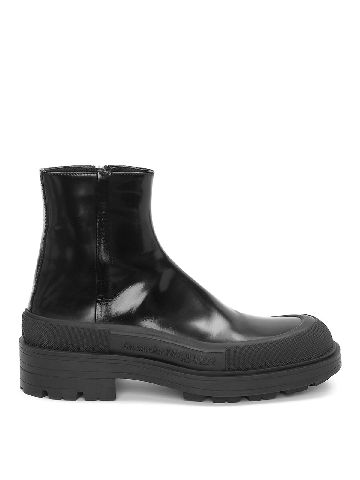 Alexander Mcqueen Leather Ankle  Boots In Black