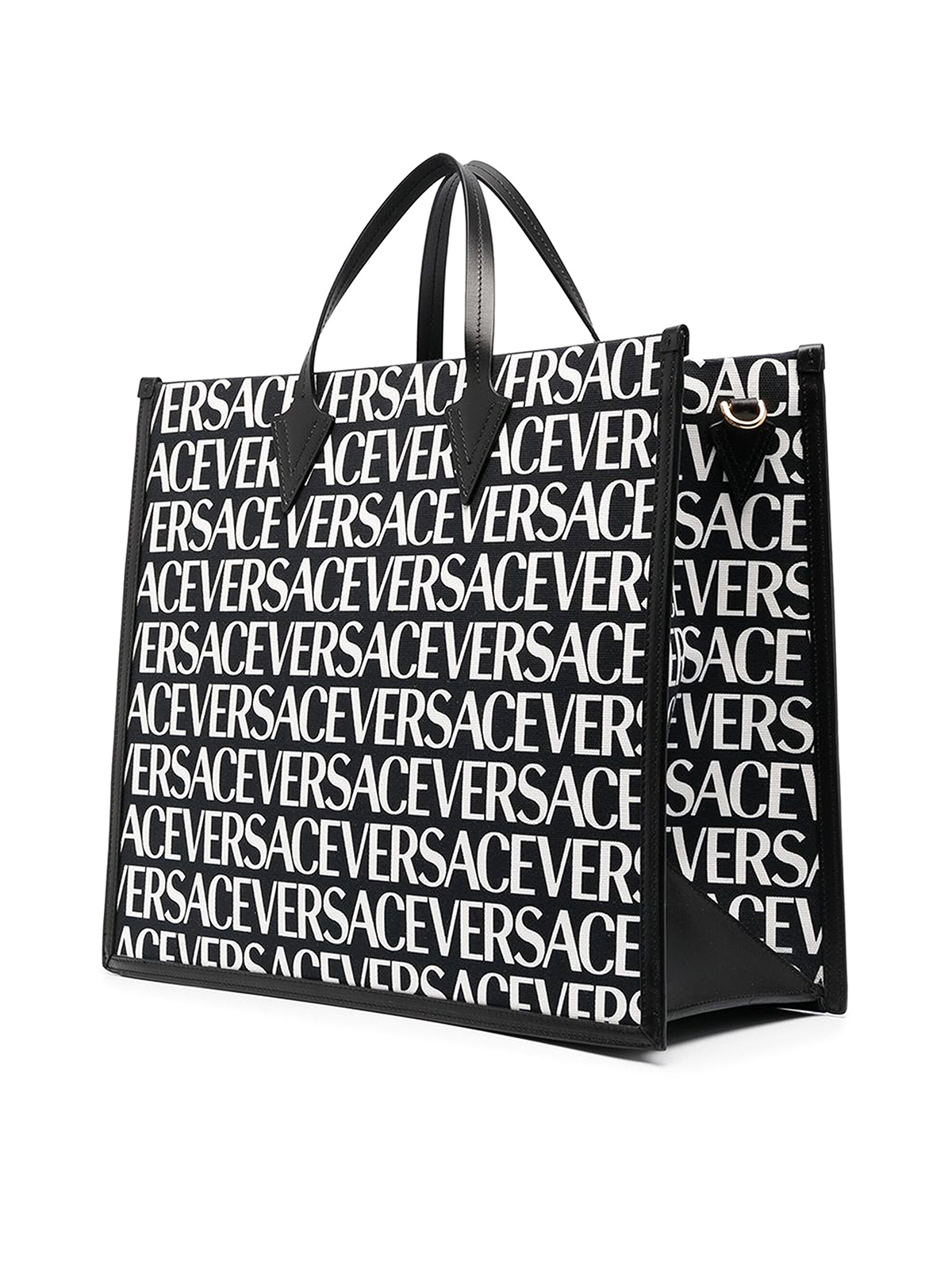 Shop Versace Logo-print Tote Bag In Negro