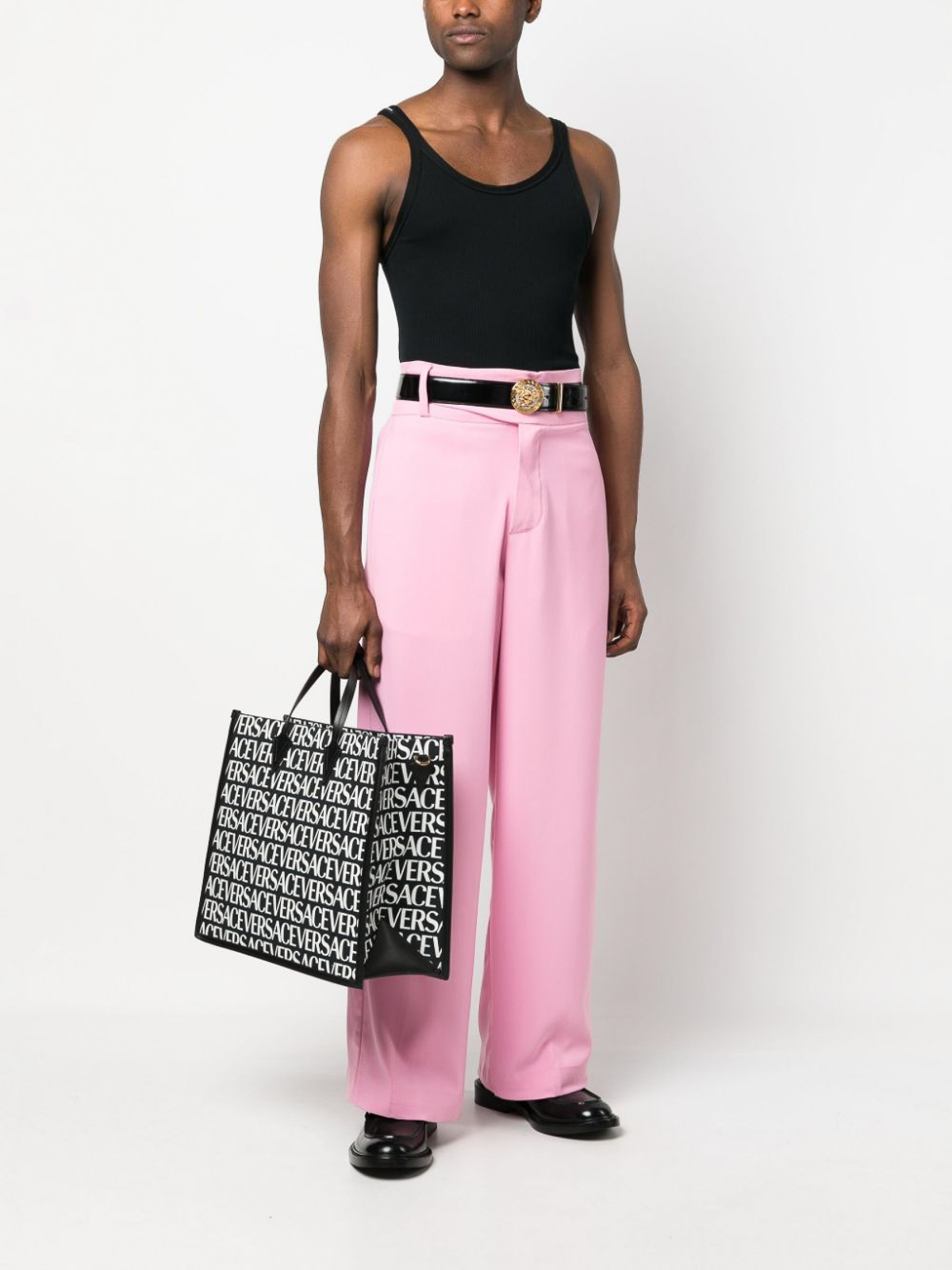 Shop Versace Logo-print Tote Bag In Negro