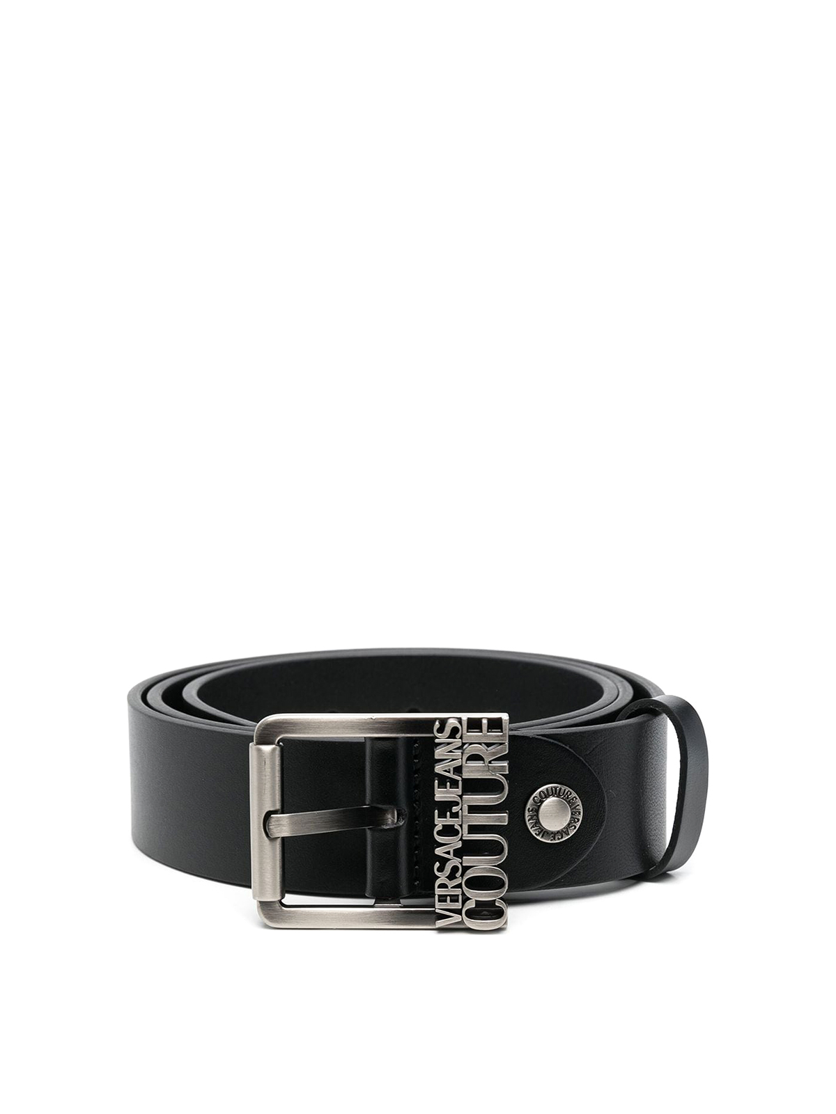 Versace Jeans Couture Logo-plaque Buckle Belt In Black