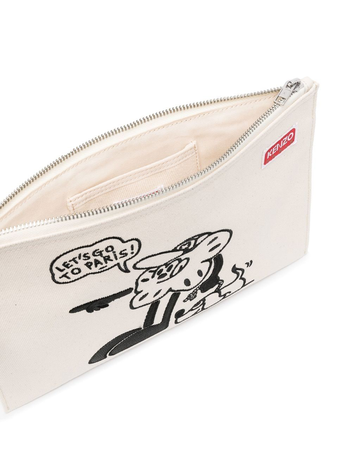 Shop Kenzo Cotton Clutch Bag In White