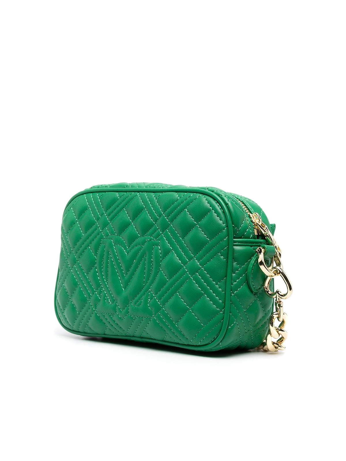 Quilted Logo-plaque Crossbody Bag In Green