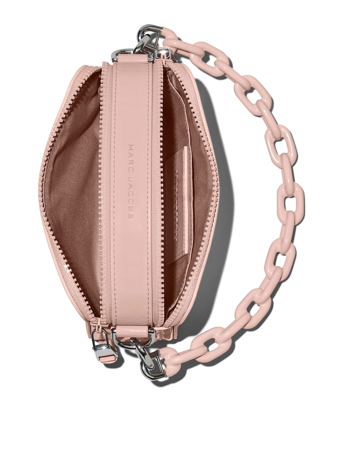 Shop Marc Jacobs The Snapshot Leather Bag With Logo In Pink