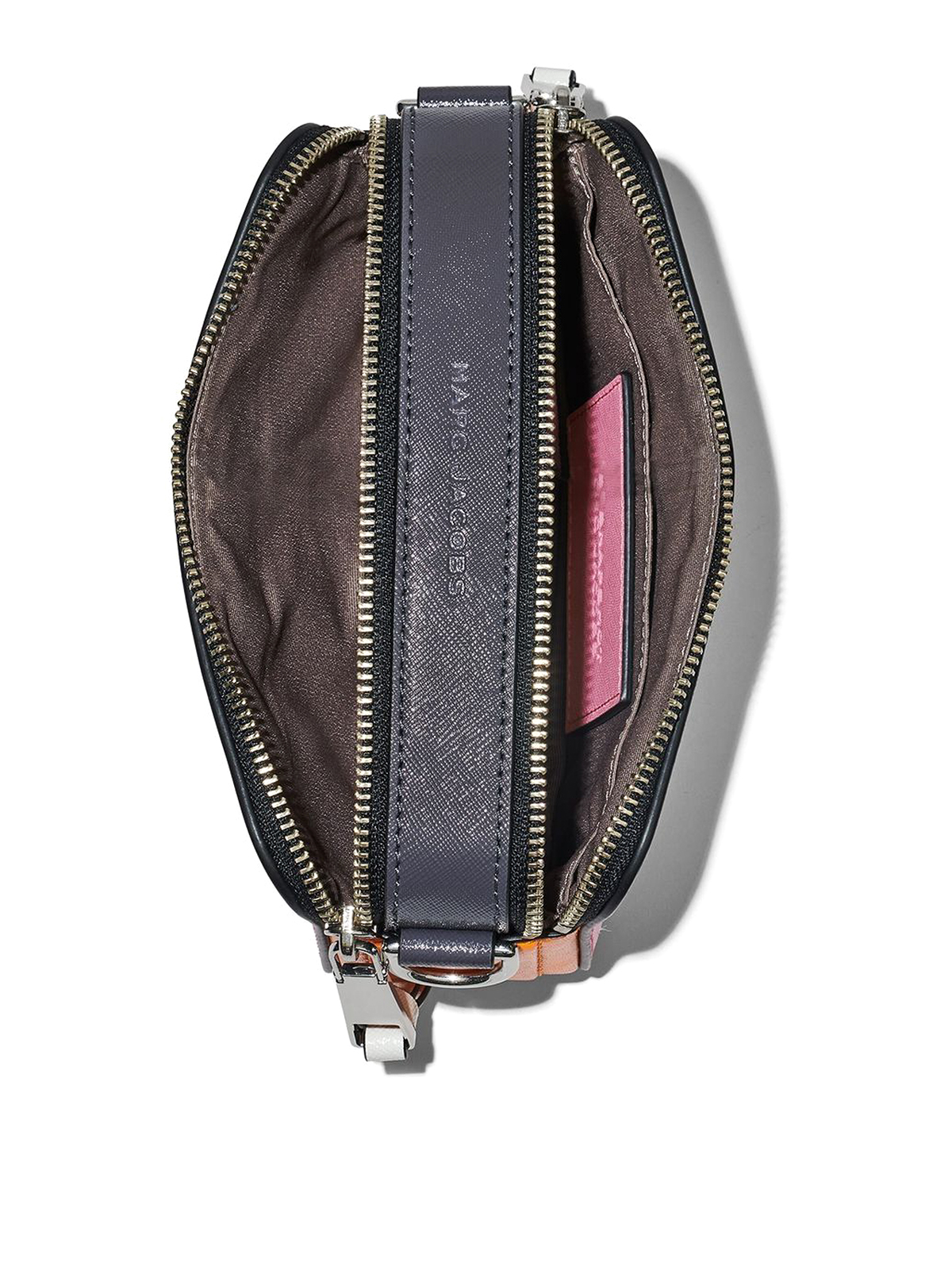 Snapshot of Marc Jacobs - Grey and pink leather bag with zippers and  shoulder strap for women