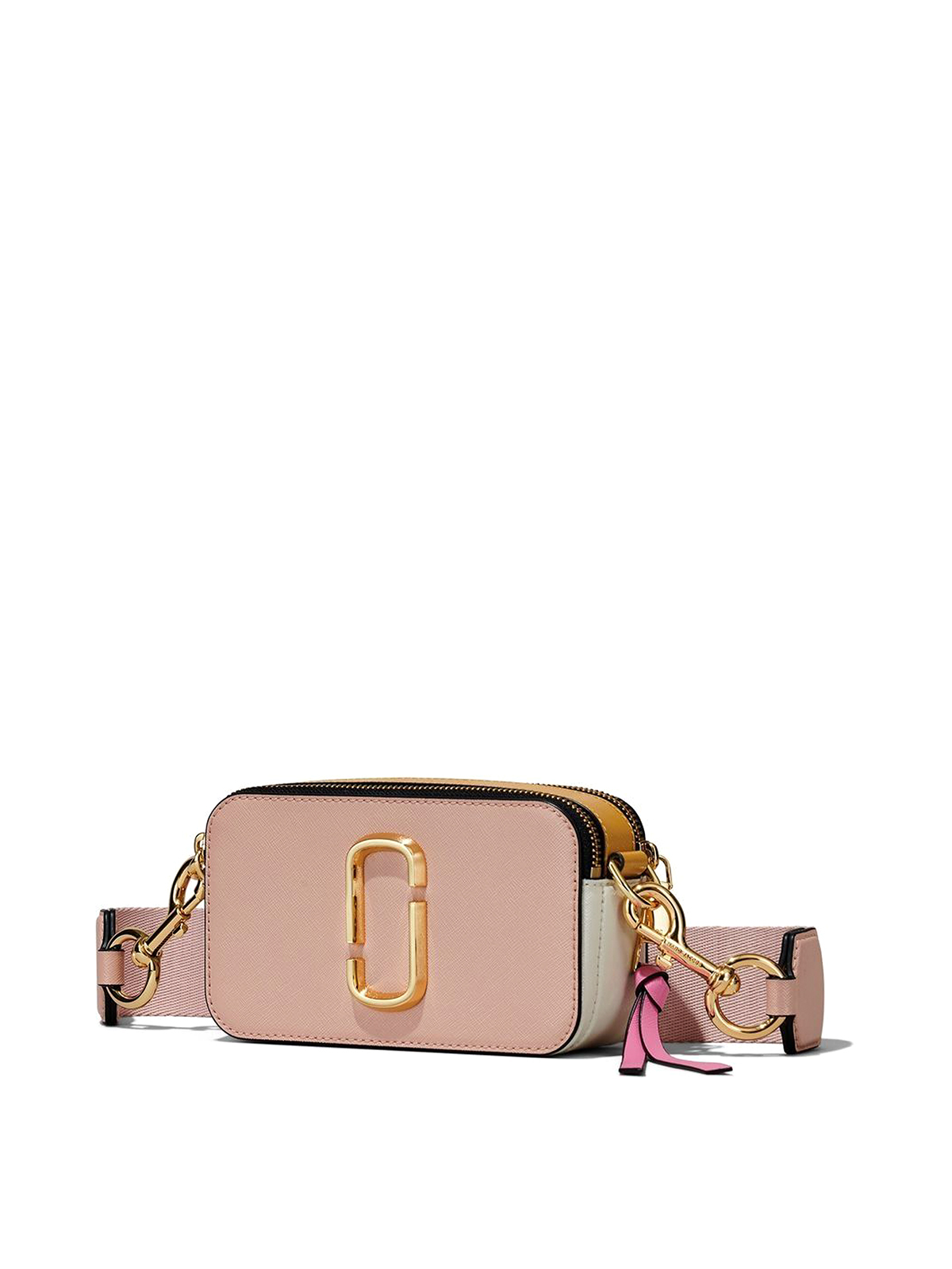 Shop Marc Jacobs The Snapshot Leather Bag With Logo In Pink