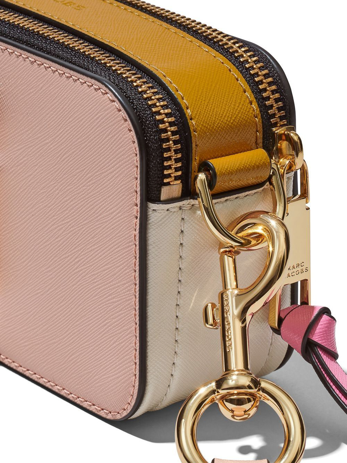 Shop Marc Jacobs The Snapshot Leather Bag With Logo In Pink