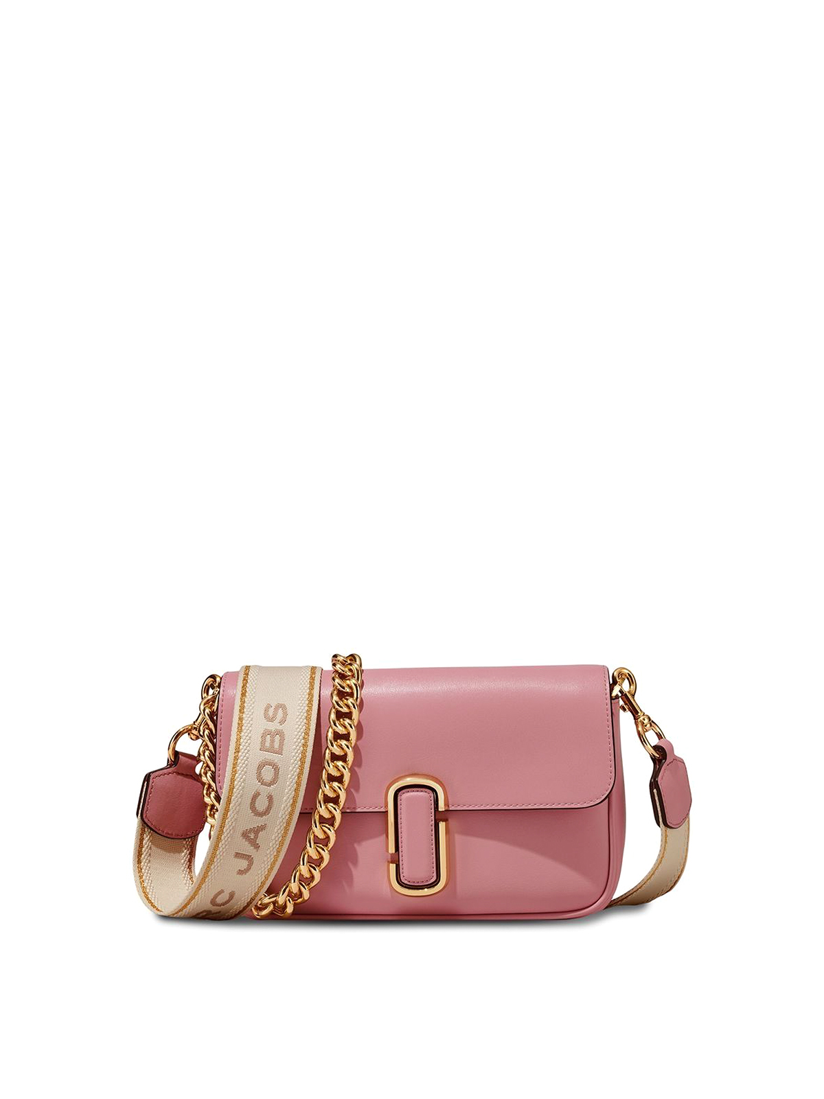 The Chain Link Leather Crossbody Pink