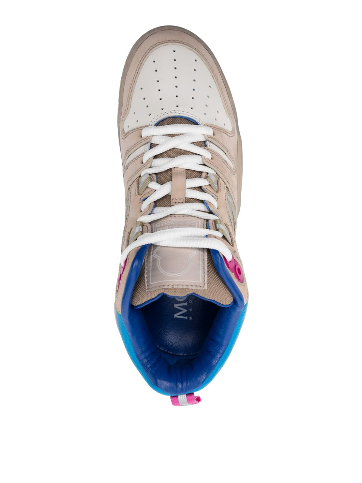 Shop Moncler Contrast Leather Sneakers In Multicolor