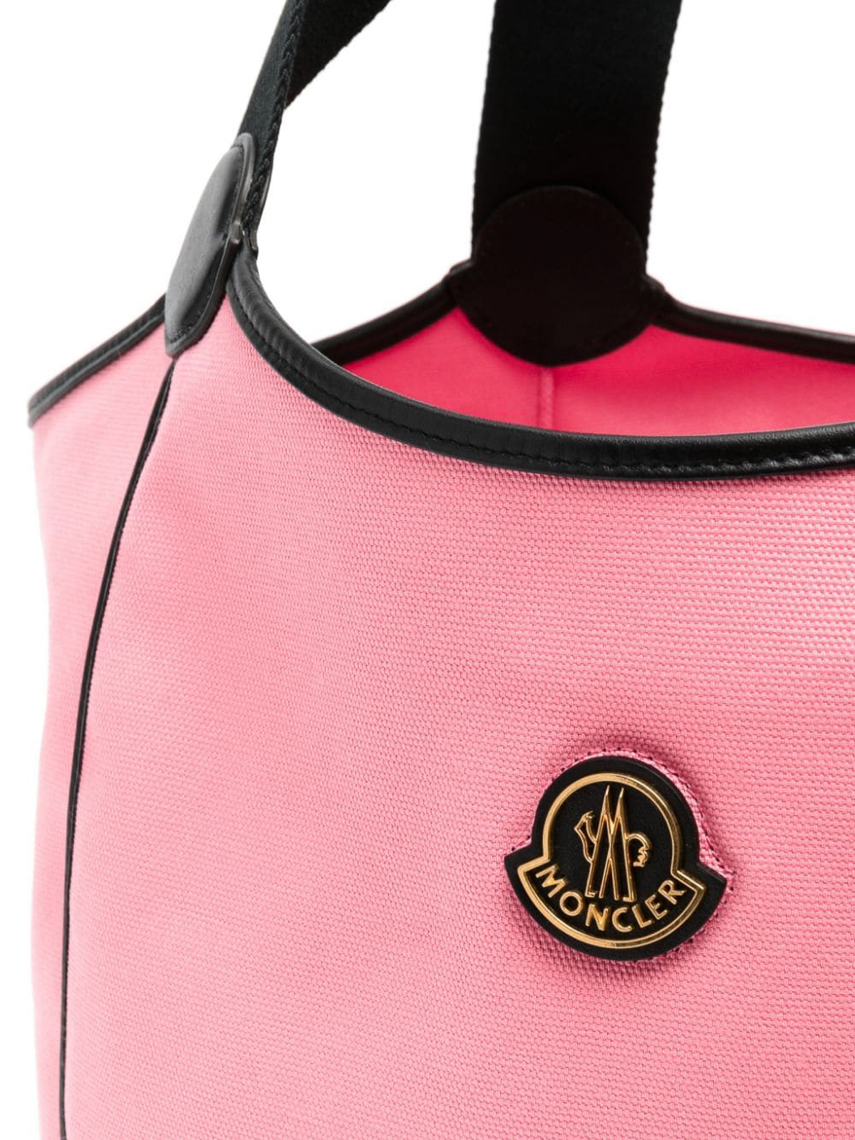 Shop Moncler Logo-patch Leather Tote Bag In Pink