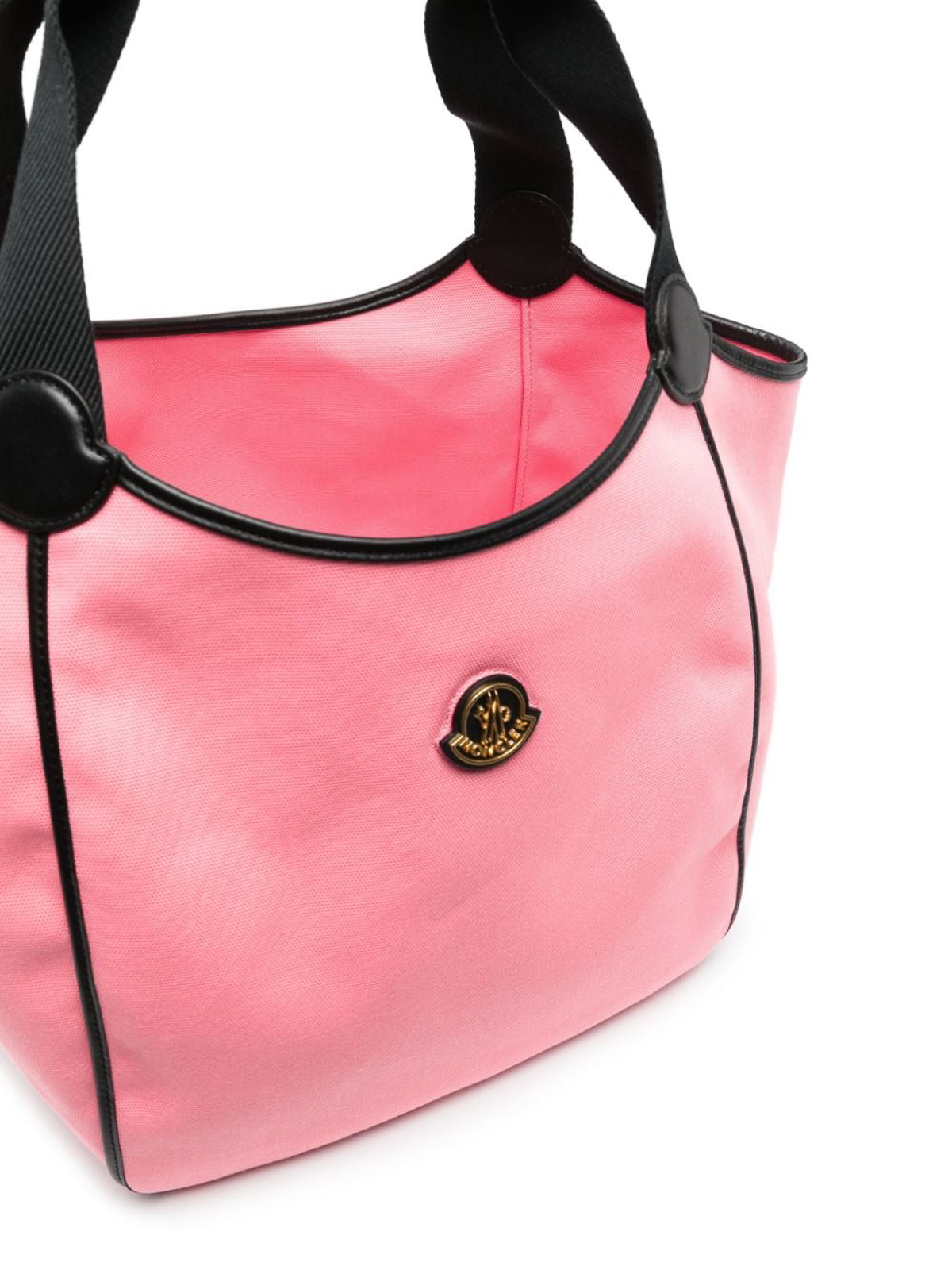 Shop Moncler Logo-patch Leather Tote Bag In Pink