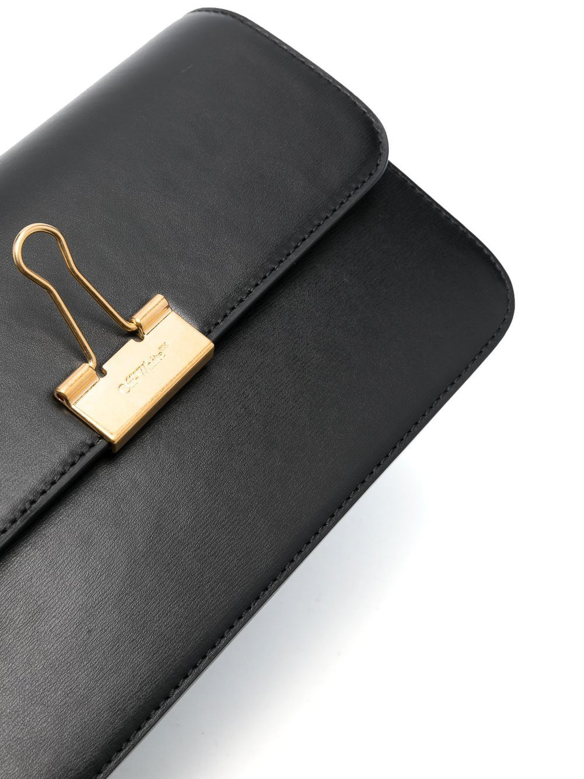 Shop Off-white Binder Clip Leather Bag In Black