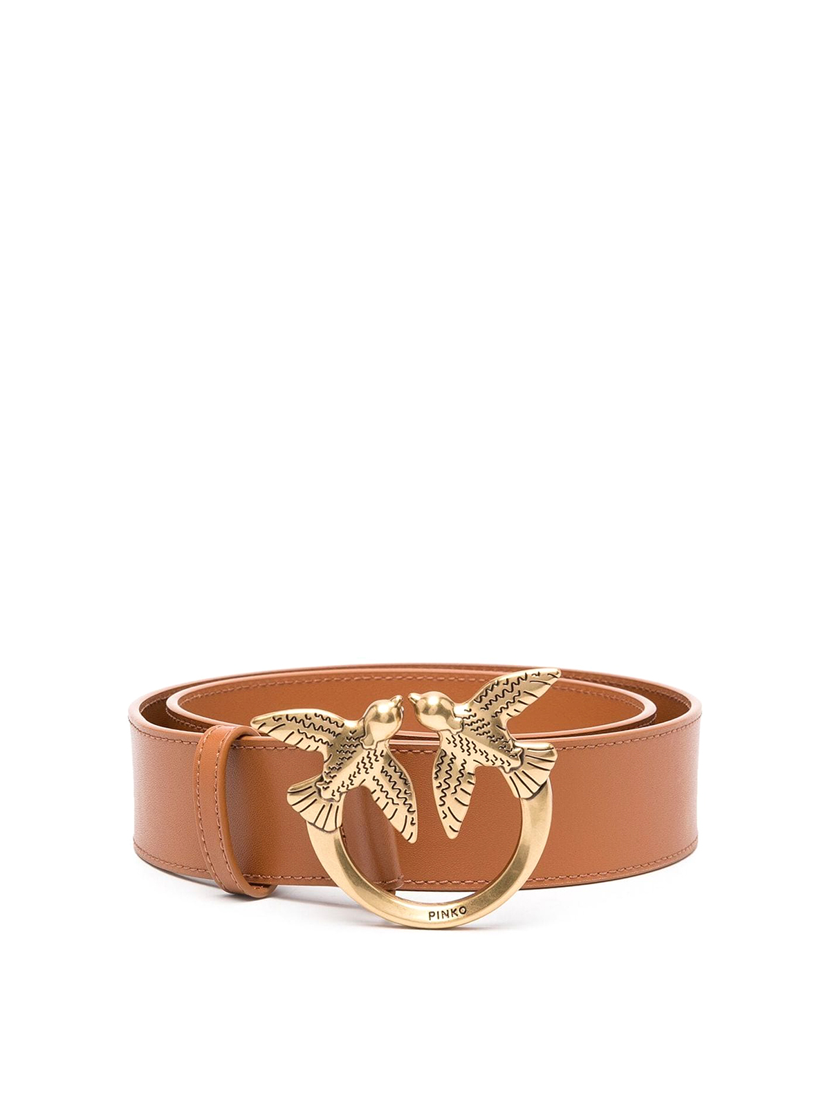 PINKO Love Birds Buckle Leather Belt Women Brown Belts PINKO Love Birds belt in soft brown silky leather for women  main image 2