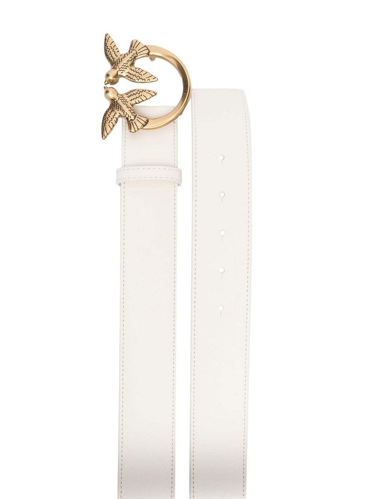 Pinko Love Birds Belt White Leather Women Belts PINKO LOVE BIRDS LEATHER BELT 3CM | REVERSIBLE main image 4