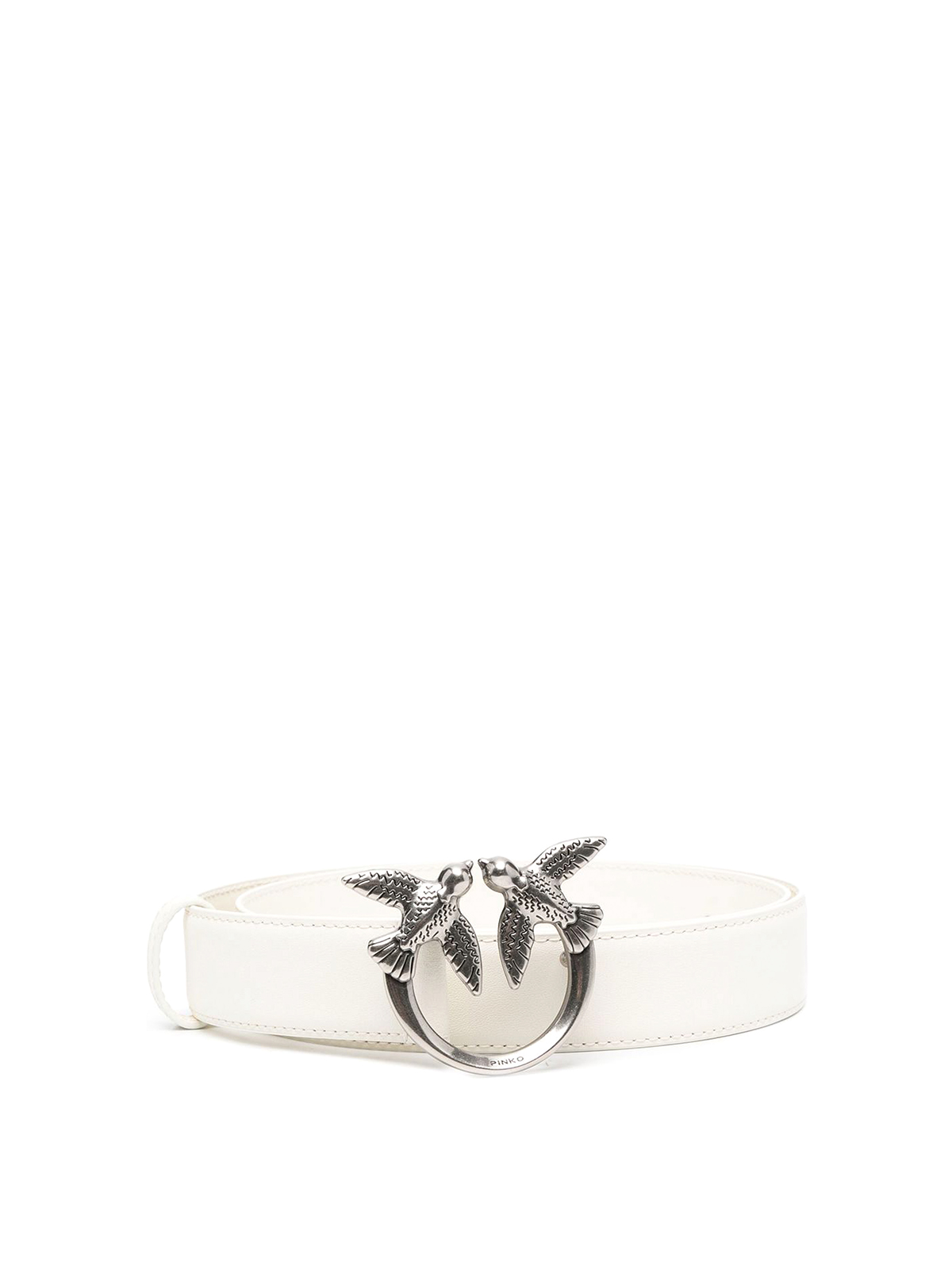 Shop Pinko Love Berry H 3 Logo-plaque Leather Belt In White