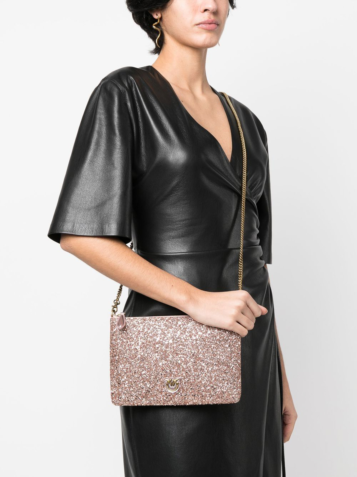 Glitter ブラック ショルダーバッグ SPINNS ショルダーバッグ バッグ スタースタッズ合皮ショルダー