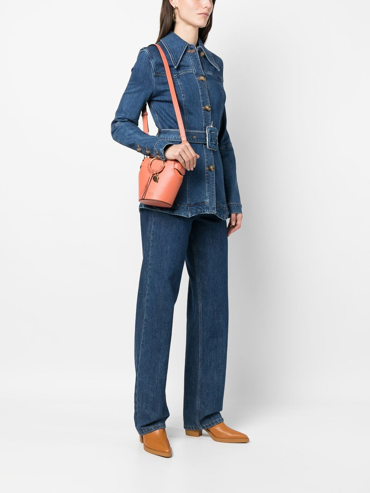 Joan Mini Denim Shoulder Bag in Blue - See By Chloe