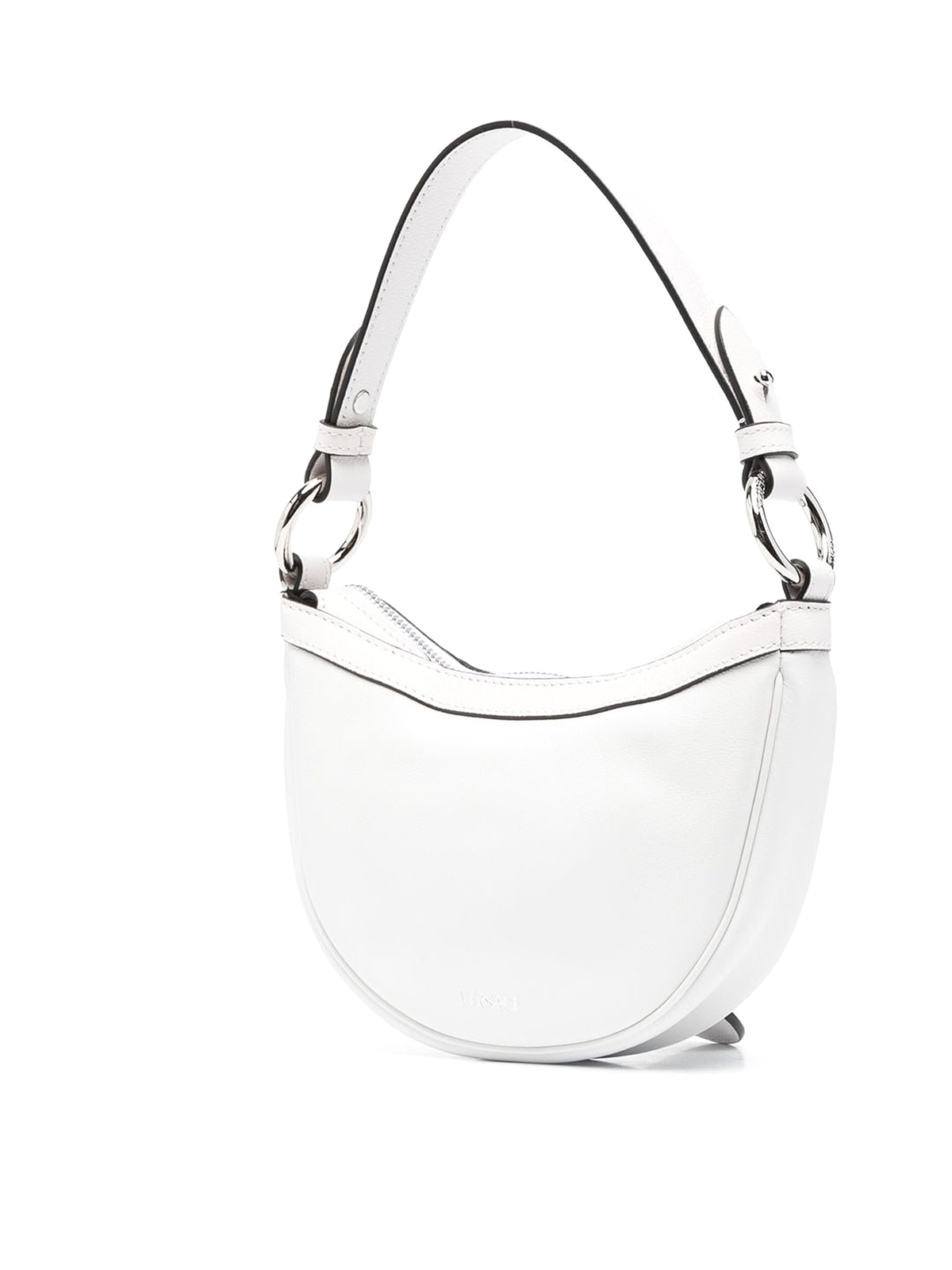 Shop Versace Zip Detailed Leather Bag In White