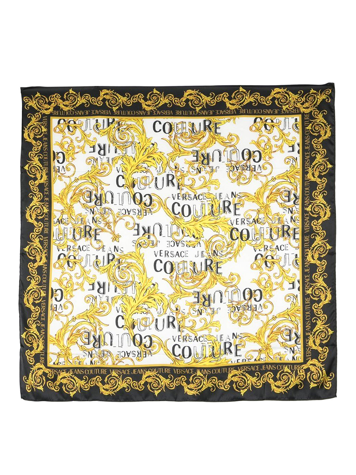 Versace Jeans Couture Baroque-pattern Print Scarf In Gold