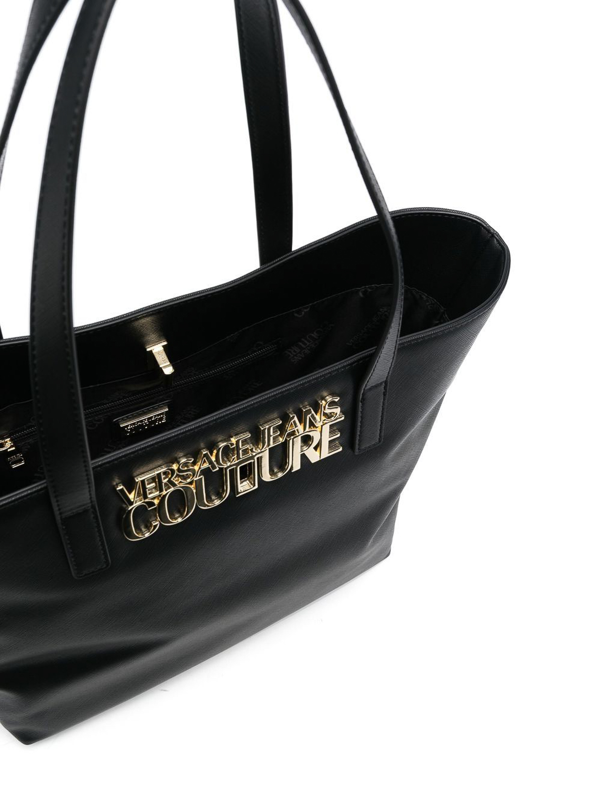 Versace Plaque Leather Tote Bag