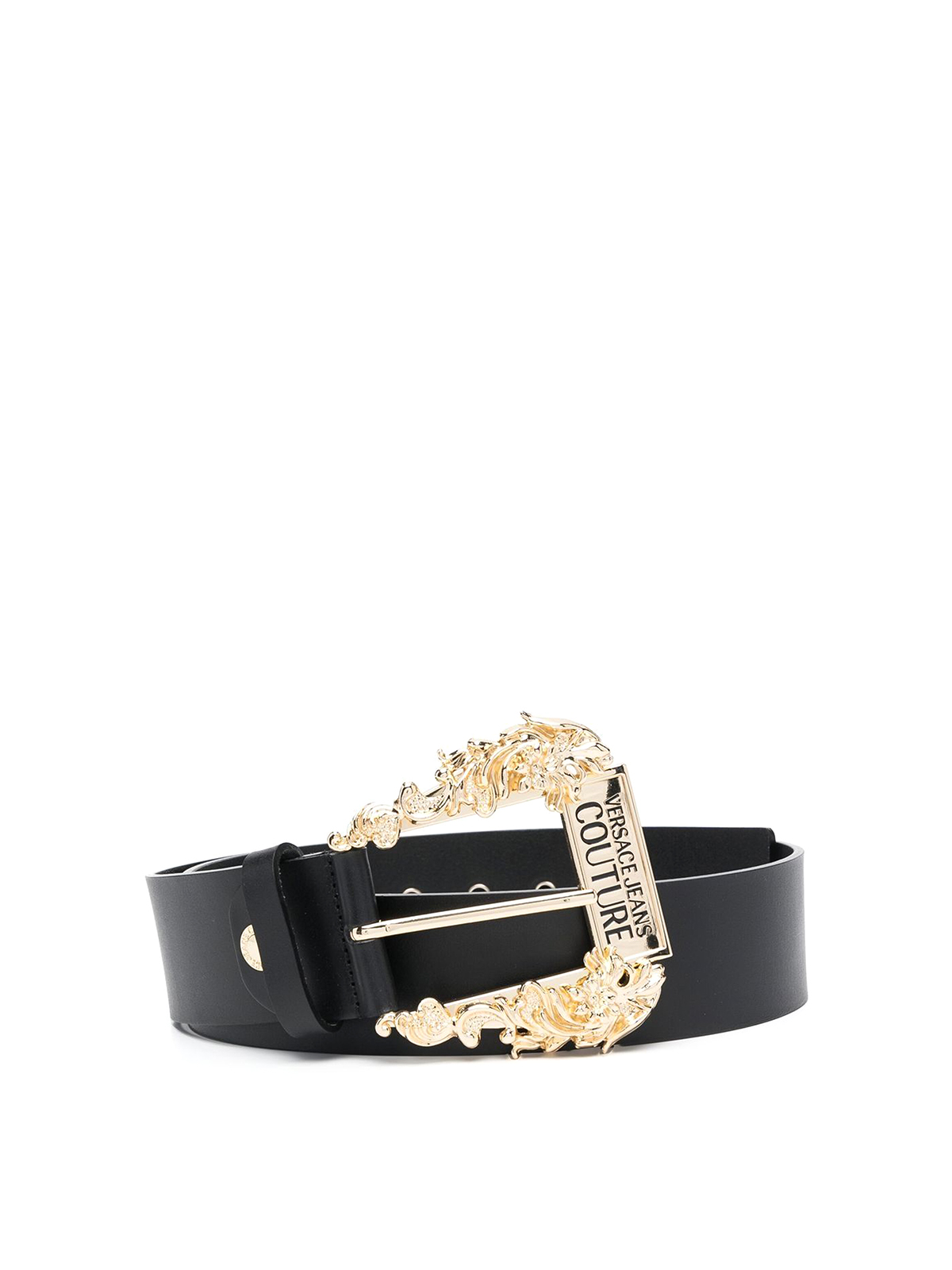 Versace Jeans Couture Logo Embellished Buckle Belt In Black