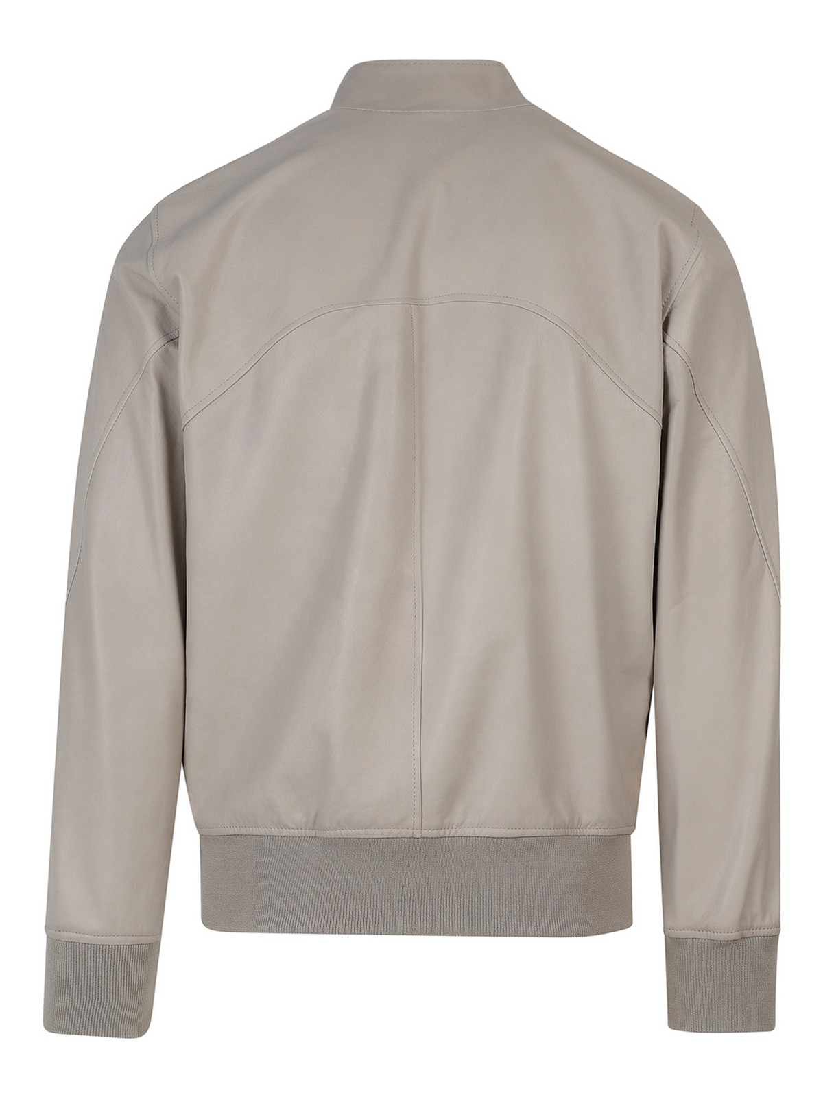 Shop Dfour Leather Bomber Jacket In Beis