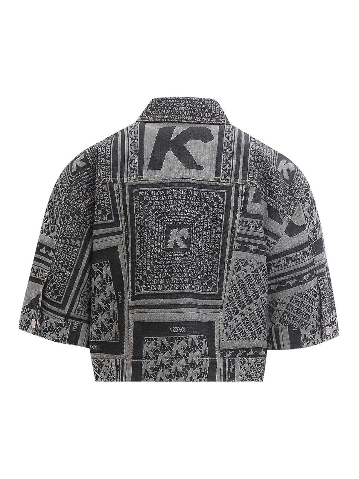 Shop K Krizia Cotton Jacket With Short Sleeve In Gris